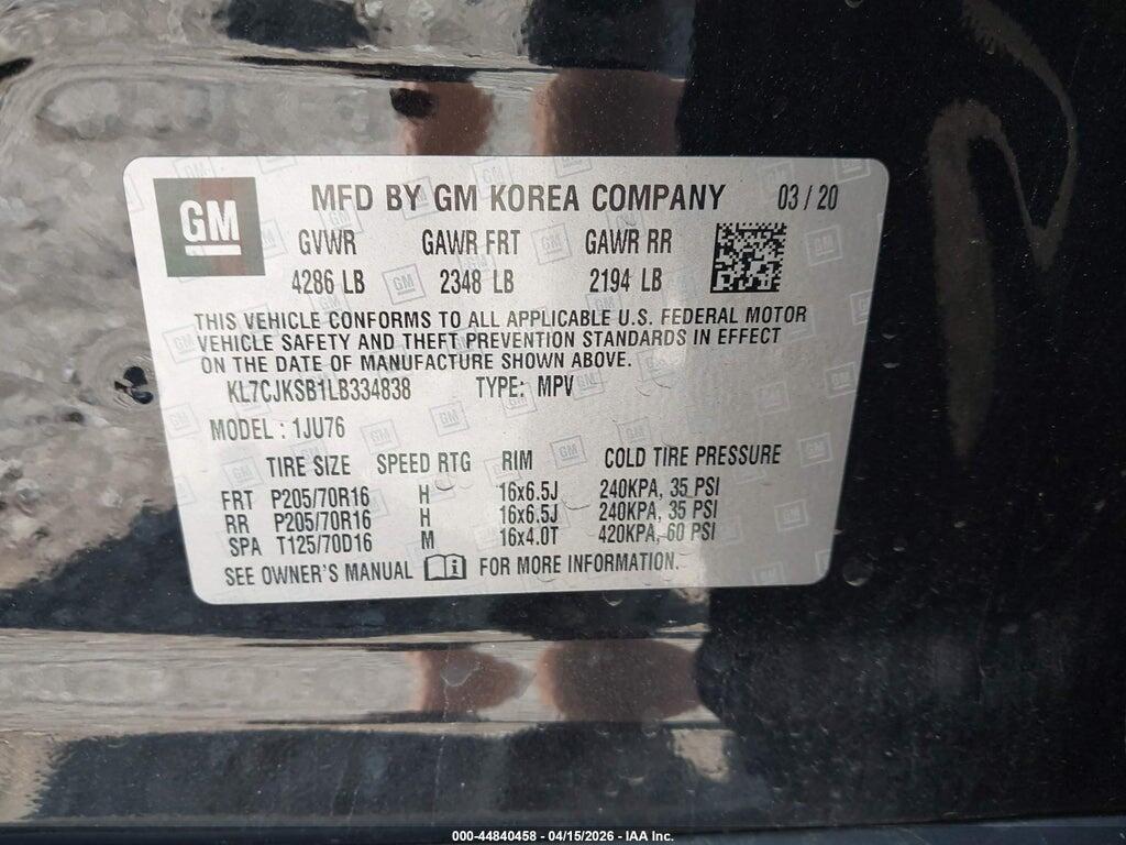 KL7CJKSB1LB334838 2020 CHEVROLET TRAX photo no. 9
