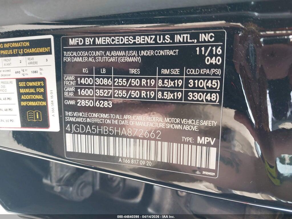 4JGDA5HB5HA872662 2017 MERCEDES-BENZ GLE 350 photo no. 9