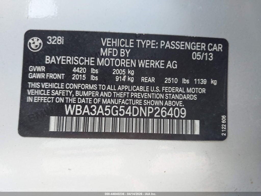 WBA3A5G54DNP26409 2013 BMW 328I photo no. 9