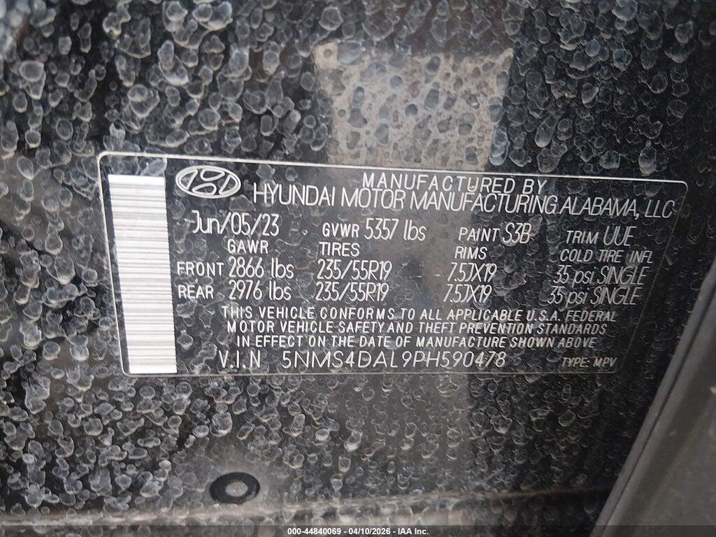 5NMS4DAL9PH590478 2023 HYUNDAI SANTA FE photo no. 9