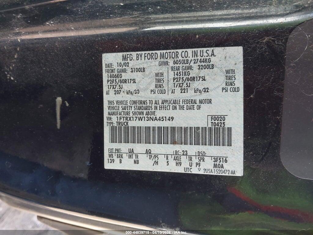 1FTRX17W13NA45149 2003 FORD F-150 photo no. 9