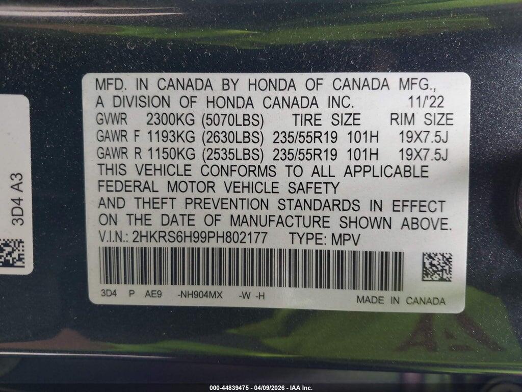 2HKRS6H99PH802177 2023 HONDA CR-V HYBRID photo no. 9