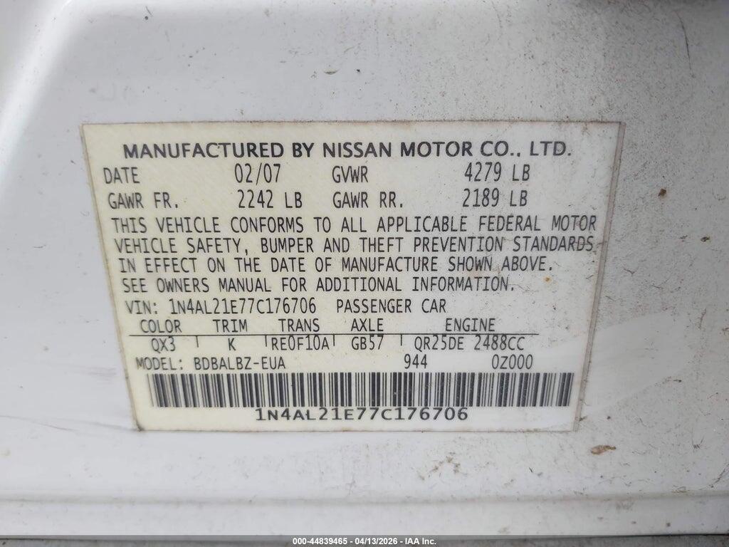 1N4AL21E77C176706 2007 NISSAN ALTIMA photo no. 9