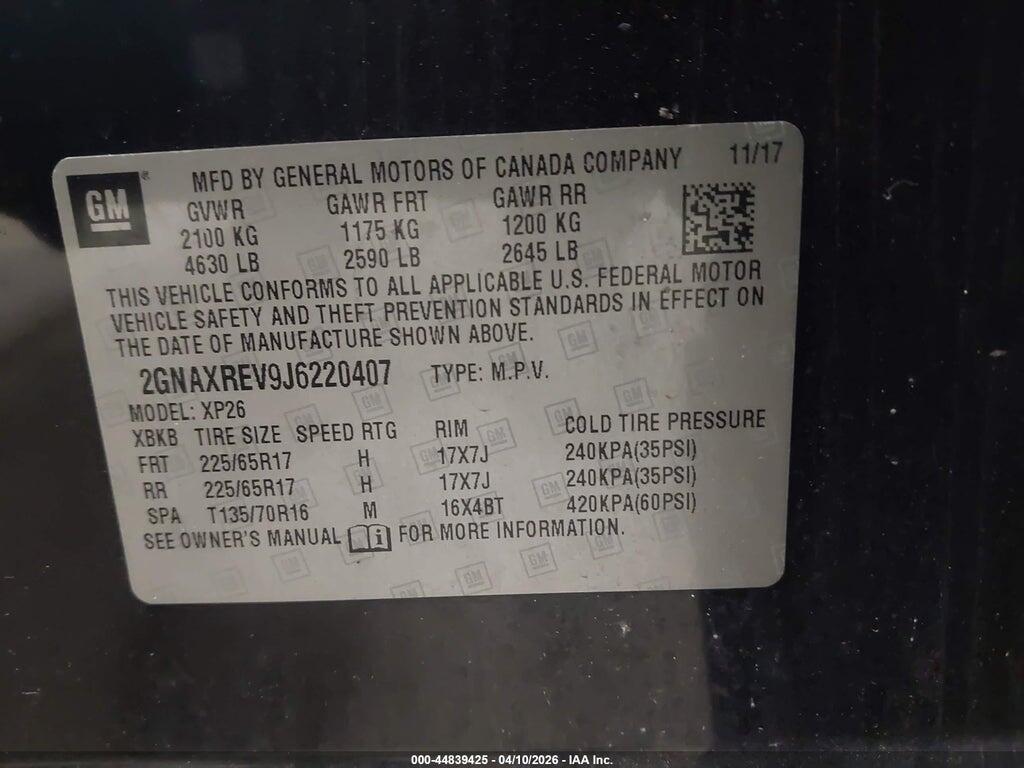 2GNAXREV9J6220407 2018 CHEVROLET EQUINOX photo no. 9