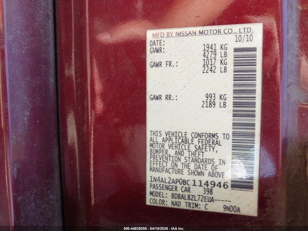 1N4AL2AP0BC114946 2011 NISSAN ALTIMA photo no. 9