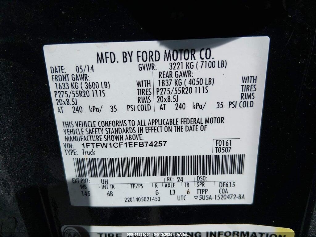 1FTFW1CF1EFB74257 2014 FORD F-150 photo no. 9