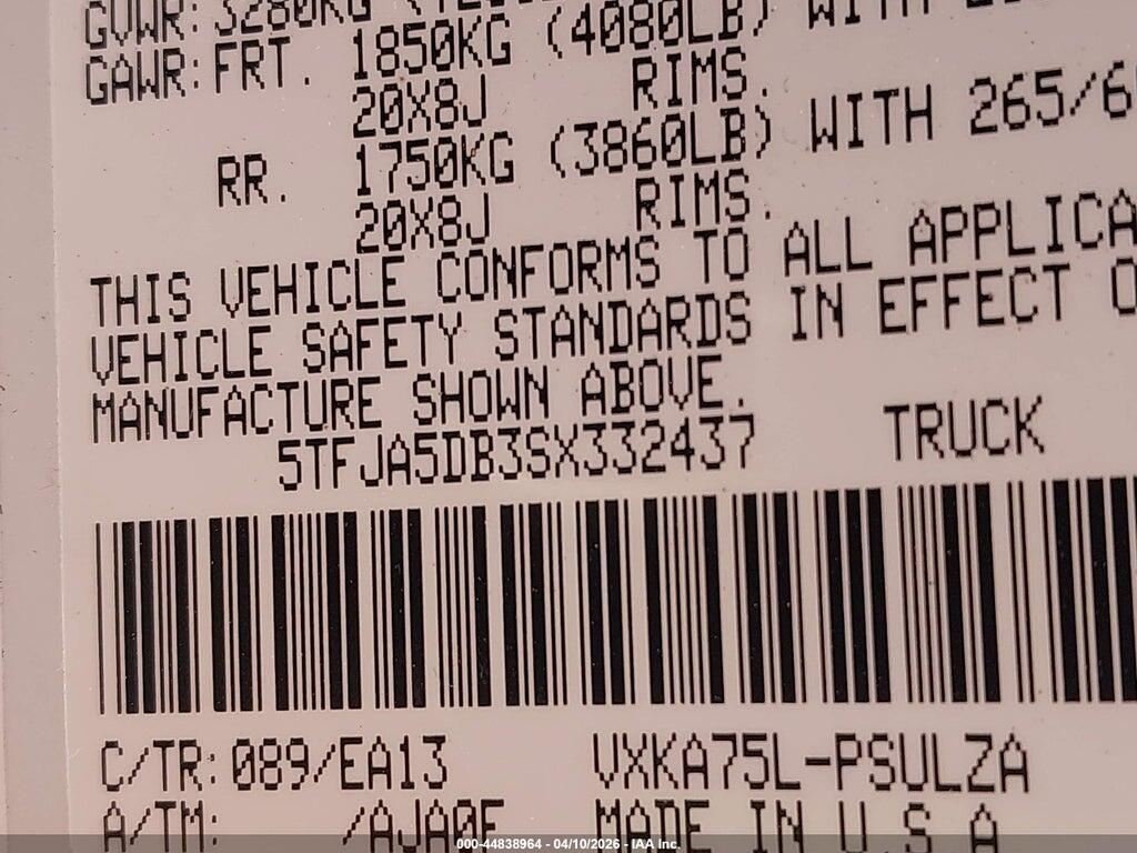 5TFJA5DB3SX332437 2025 TOYOTA TUNDRA photo no. 9