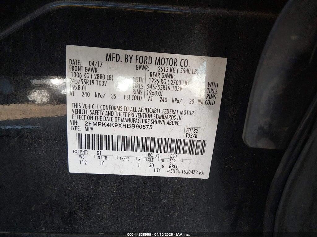 2FMPK4K9XHBB90875 2017 FORD EDGE photo no. 9