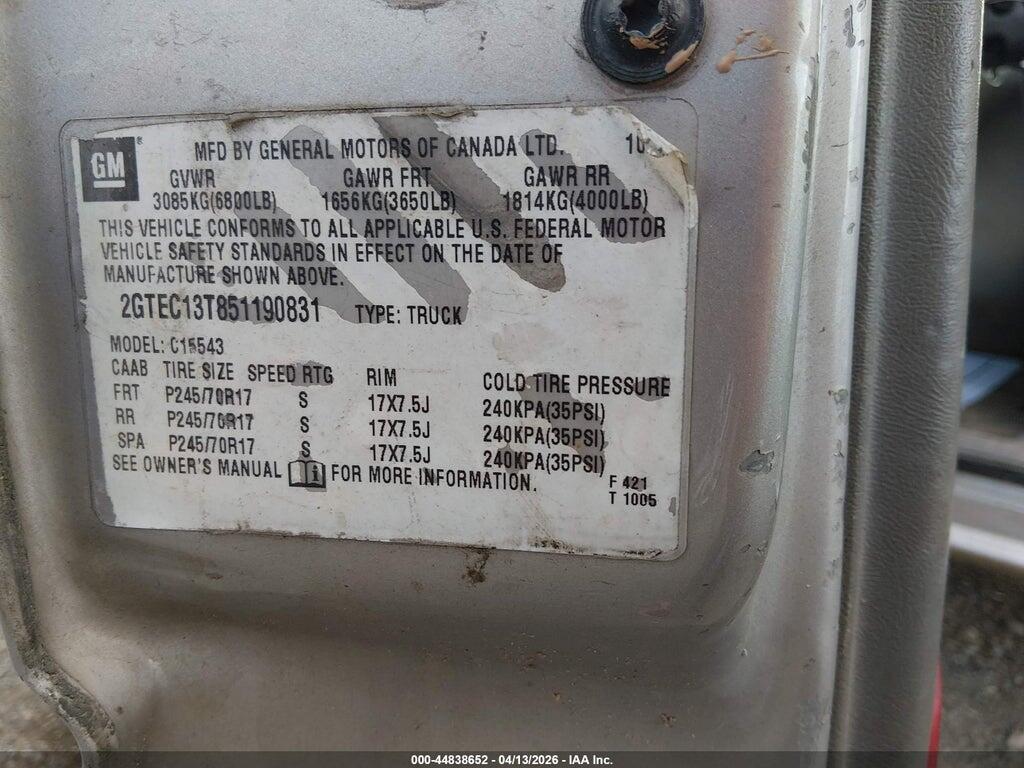 2GTEC13T851190831 2005 GMC SIERRA 1500 photo no. 9