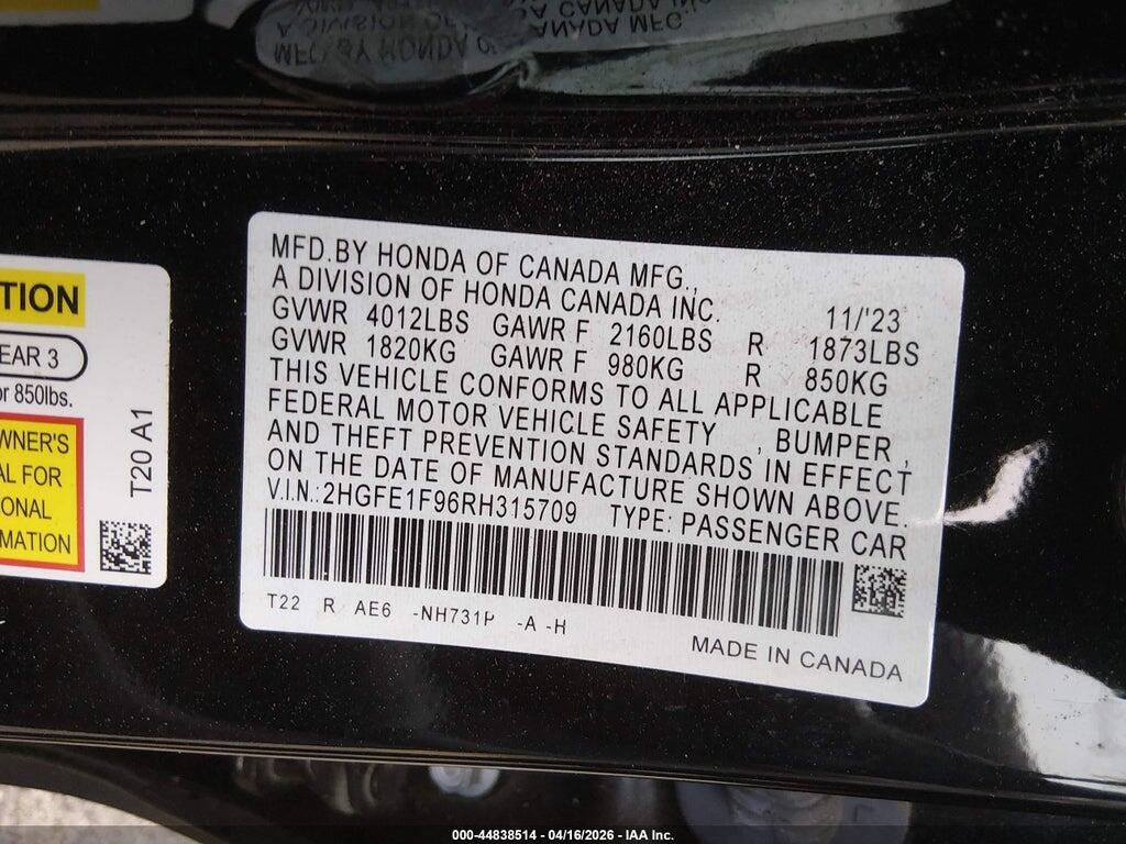 2HGFE1F96RH315709 2024 HONDA CIVIC photo no. 9