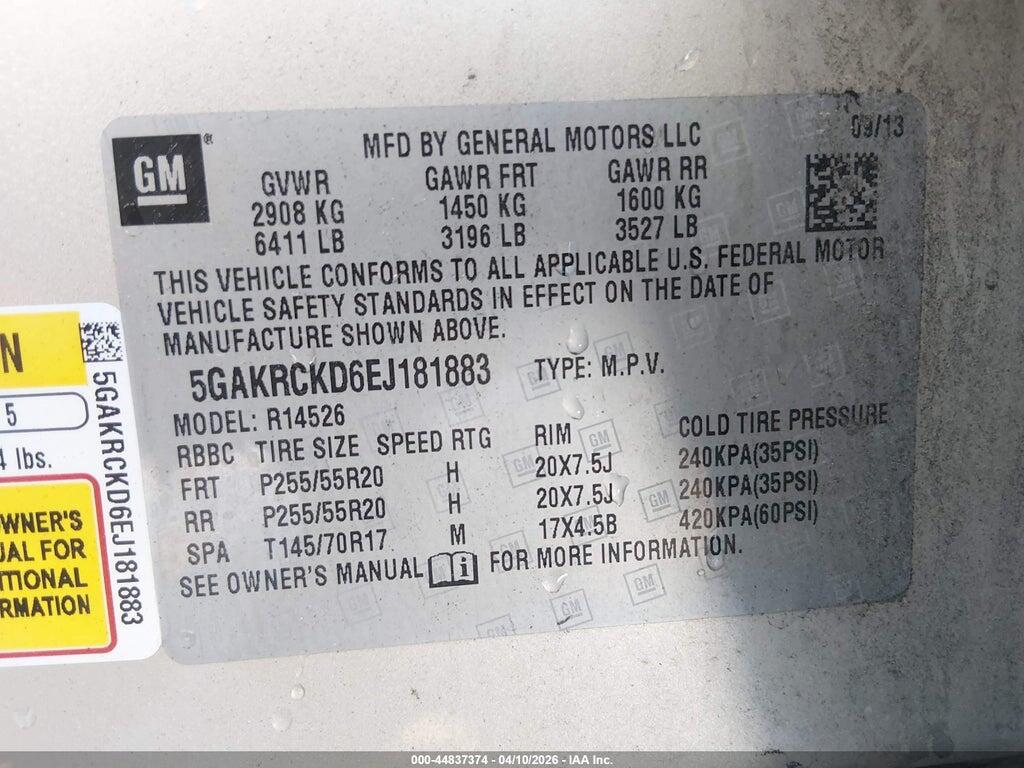 5GAKRCKD6EJ181883 2014 BUICK ENCLAVE photo no. 9