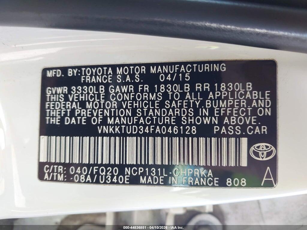 VNKKTUD34FA046128 2015 TOYOTA YARIS photo no. 9