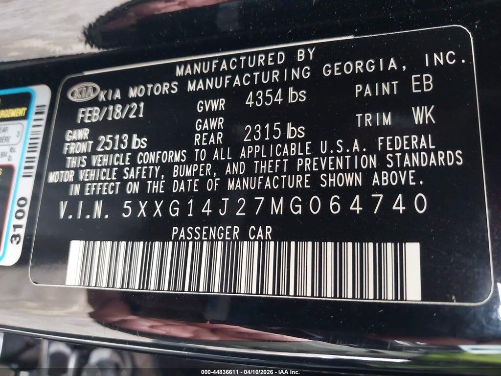 5XXG14J27MG064740 2021 KIA K5 photo no. 9