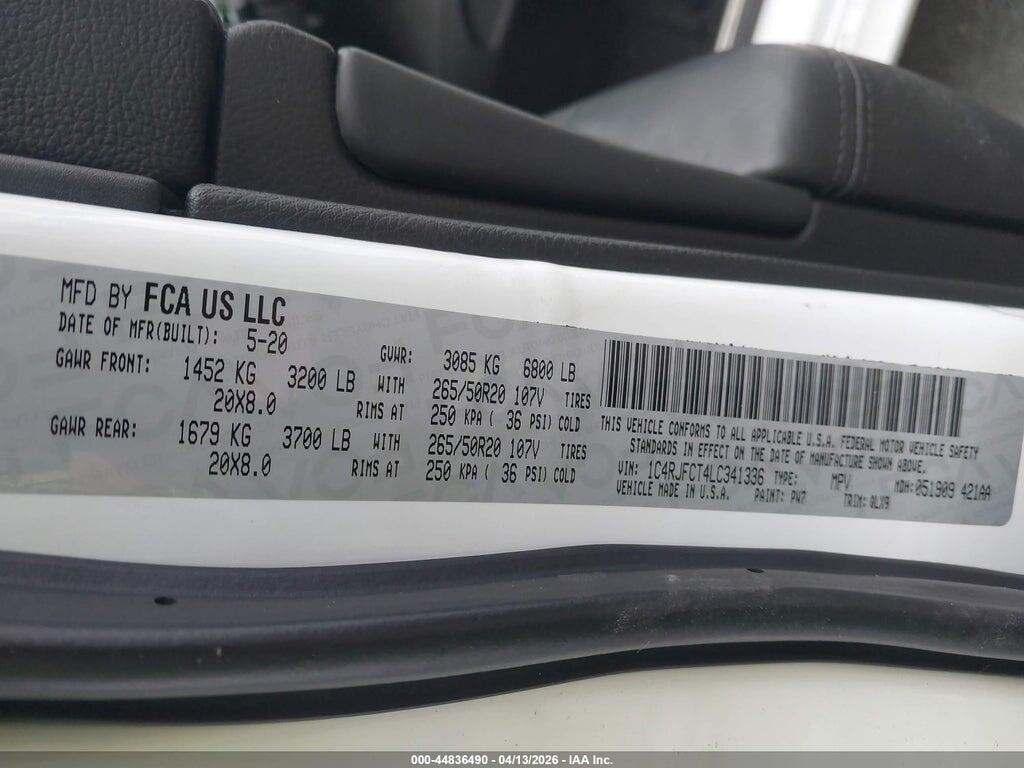 1C4RJFCT4LC341336 2020 JEEP GRAND CHEROKEE photo no. 9