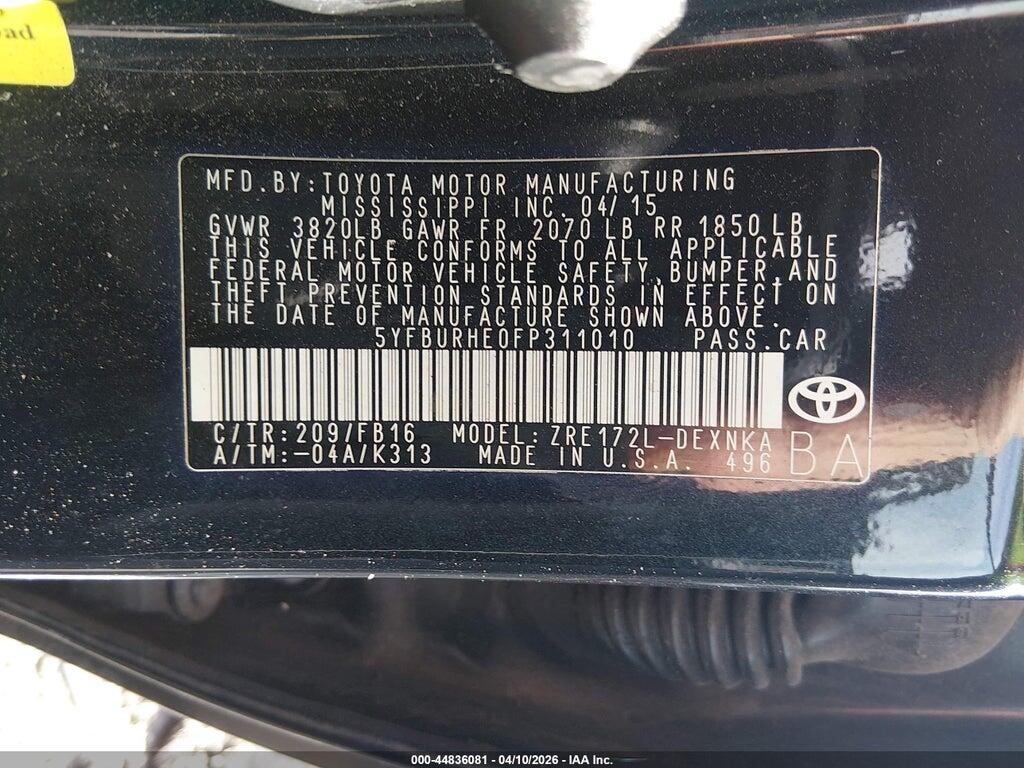 5YFBURHE0FP311010 2015 TOYOTA COROLLA photo no. 9