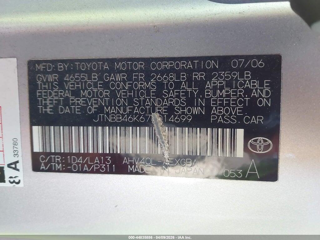 JTNBB46K673014699 2007 TOYOTA CAMRY HYBRID photo no. 9