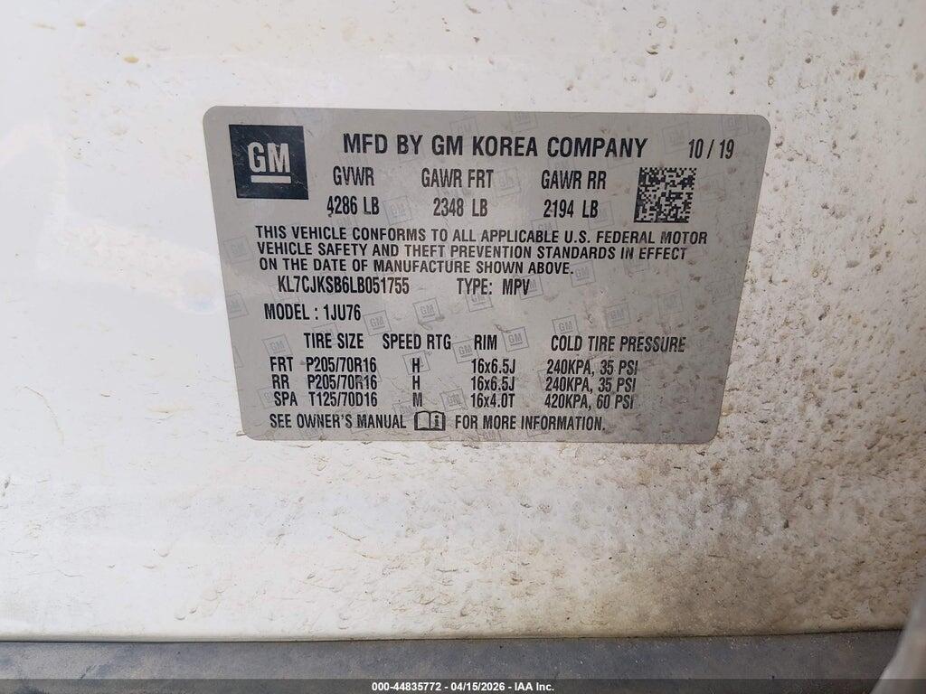 KL7CJKSB6LB051755 2020 CHEVROLET TRAX photo no. 9