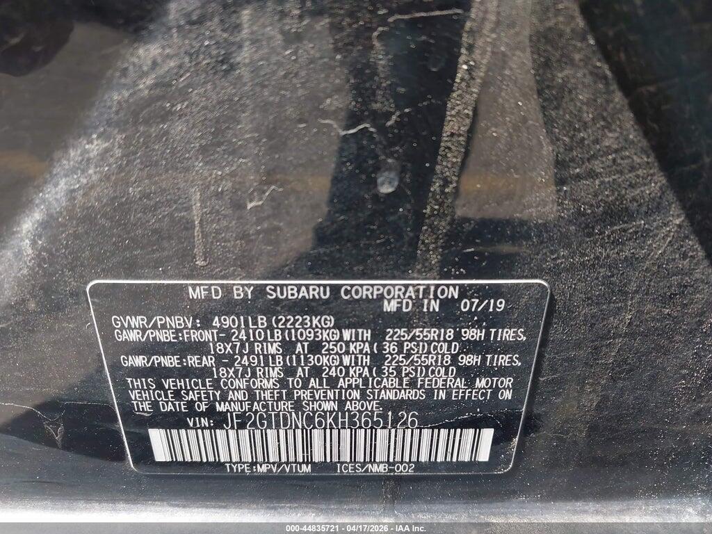 JF2GTDNC6KH365126 2019 SUBARU CROSSTREK HYBRID photo no. 9