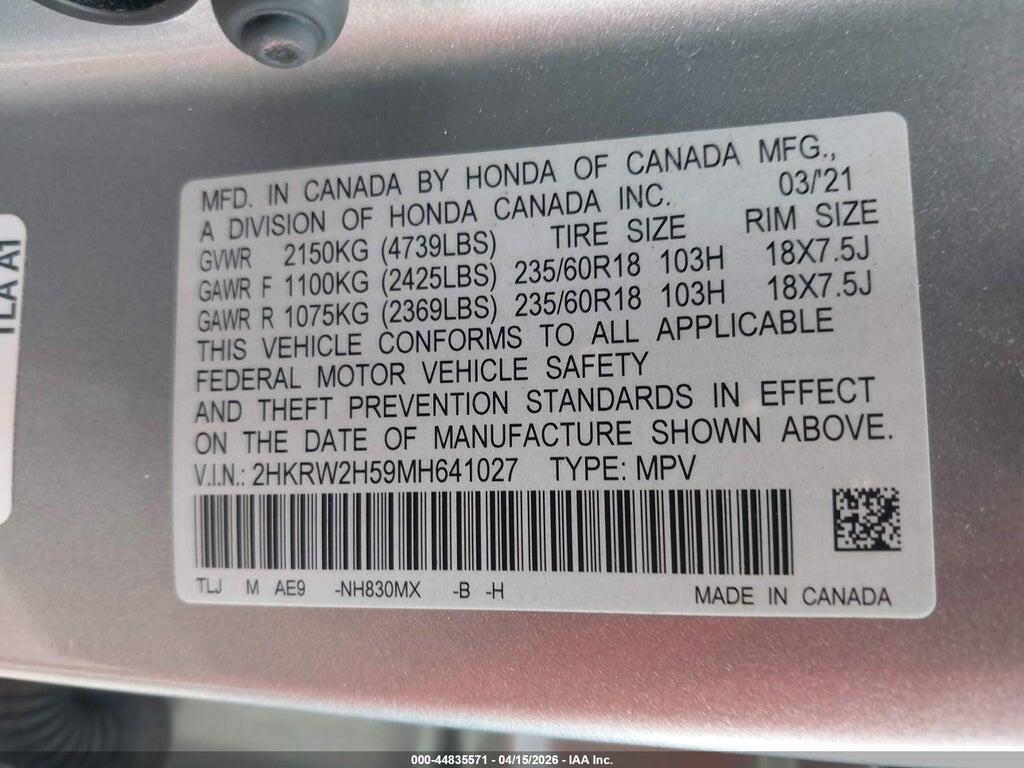 2HKRW2H59MH641027 2021 HONDA CR-V photo no. 9