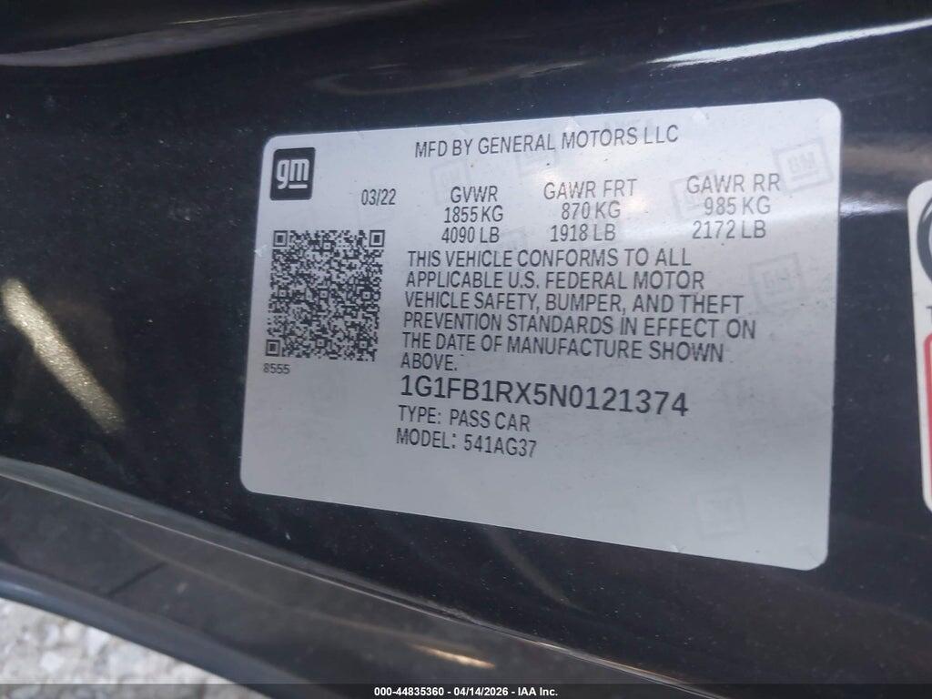 1G1FB1RX5N0121374 2022 CHEVROLET CAMARO photo no. 9