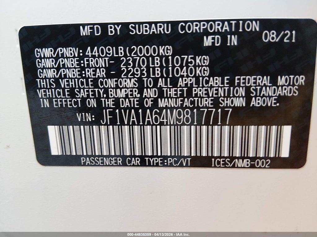 JF1VA1A64M9817717 2021 SUBARU WRX photo no. 9