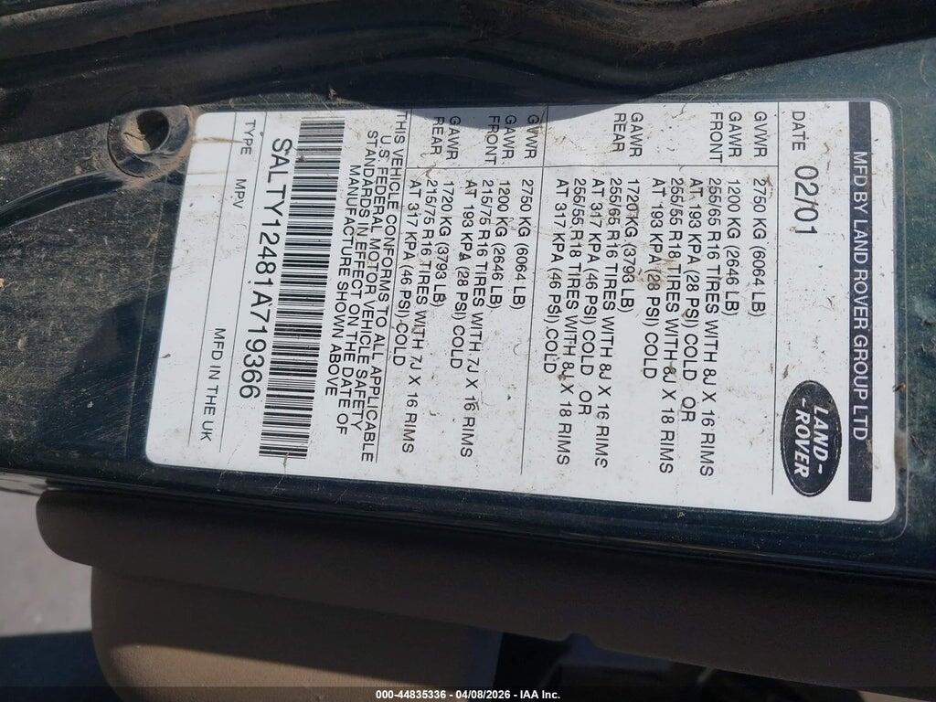 SALTY12481A719366 2001 LAND ROVER DISCOVERY photo no. 9