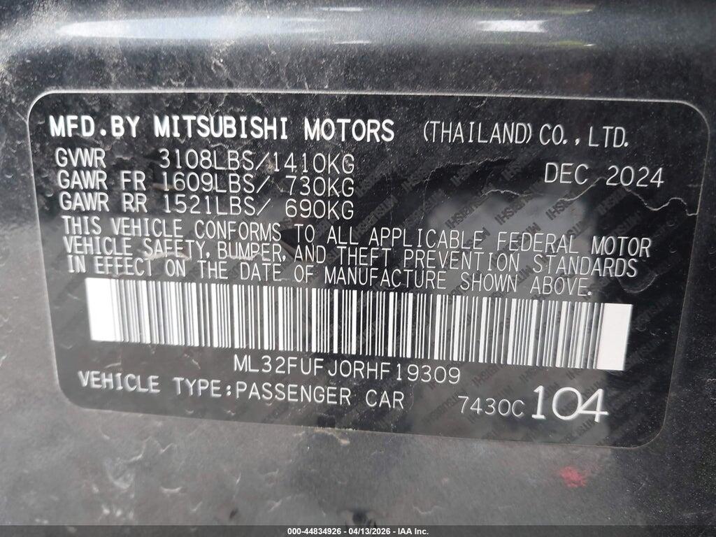 ML32FUFJ0RHF19309 2024 MITSUBISHI MIRAGE G4 photo no. 9