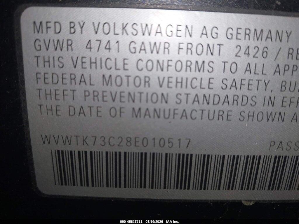 WVWTK73C28E010517 2008 VOLKSWAGEN PASSAT photo no. 9