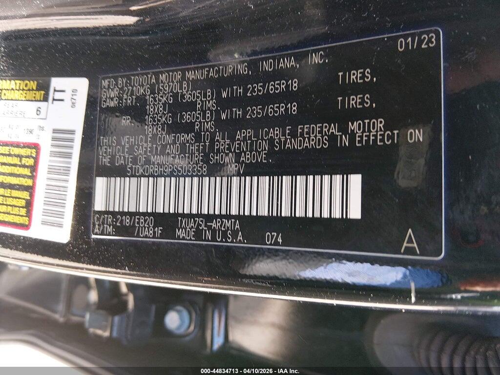 5TDKDRBH9PS503358 2023 TOYOTA HIGHLANDER photo no. 9