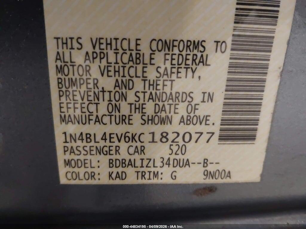 1N4BL4EV6KC182077 2019 NISSAN ALTIMA photo no. 9