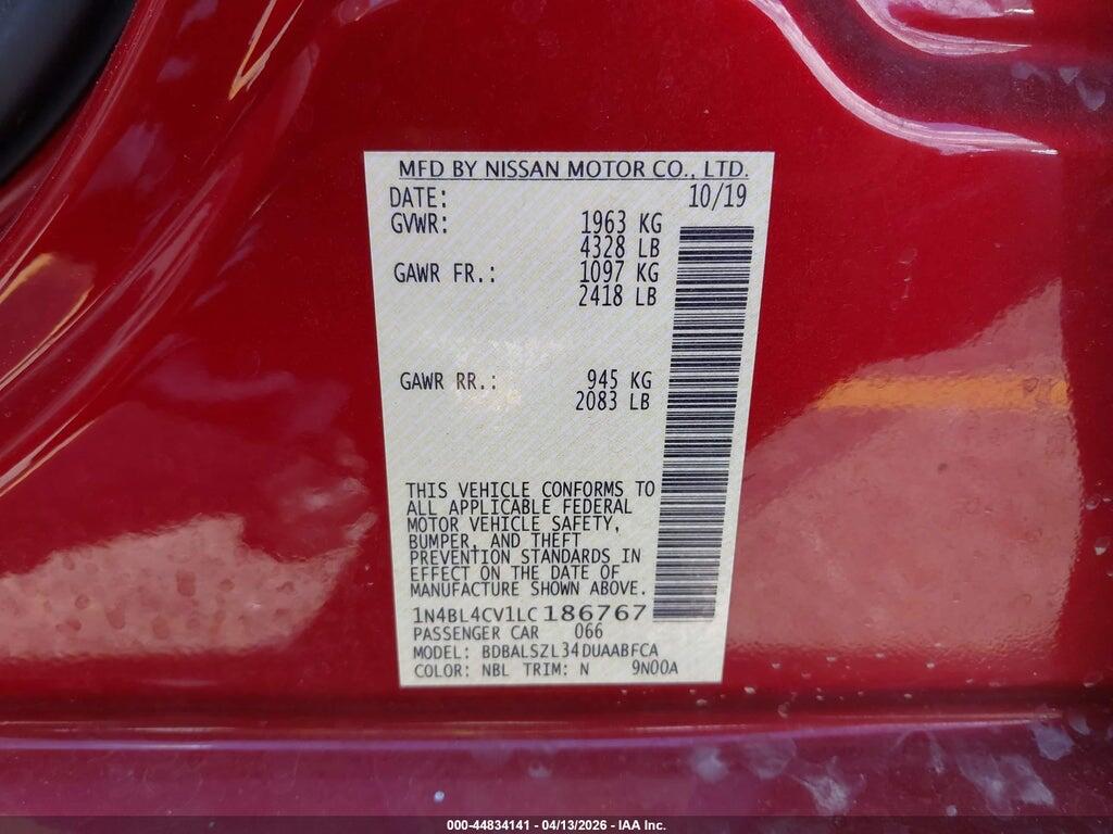 1N4BL4CV1LC186767 2020 NISSAN ALTIMA photo no. 9