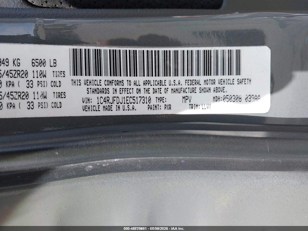 1C4RJFDJ1EC517310 2014 JEEP GRAND CHEROKEE photo no. 9