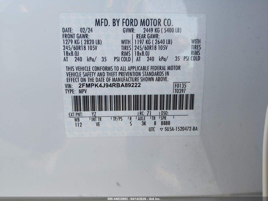 2FMPK4J94RBA89222 2024 FORD EDGE photo no. 9