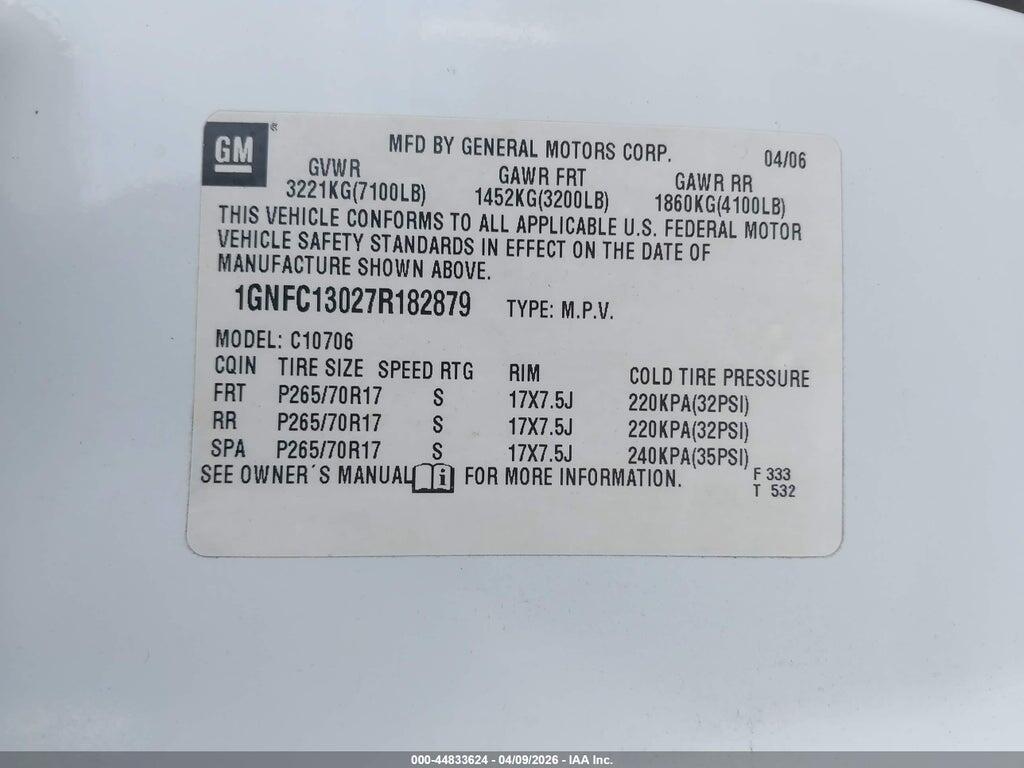 1GNFC13027R182879 2007 CHEVROLET TAHOE photo no. 9