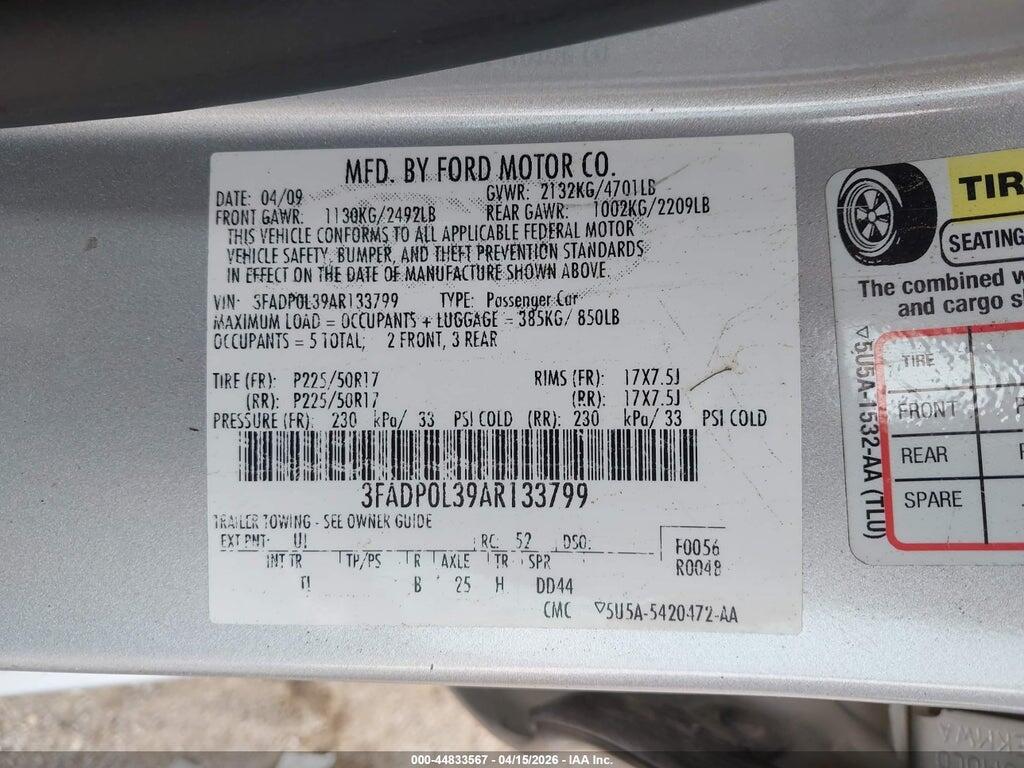 3FADP0L39AR133799 2010 FORD FUSION HYBRID photo no. 9