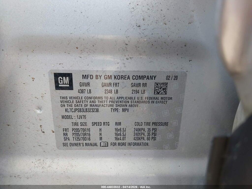 KL7CJPSB3LB323238 2020 CHEVROLET TRAX photo no. 9