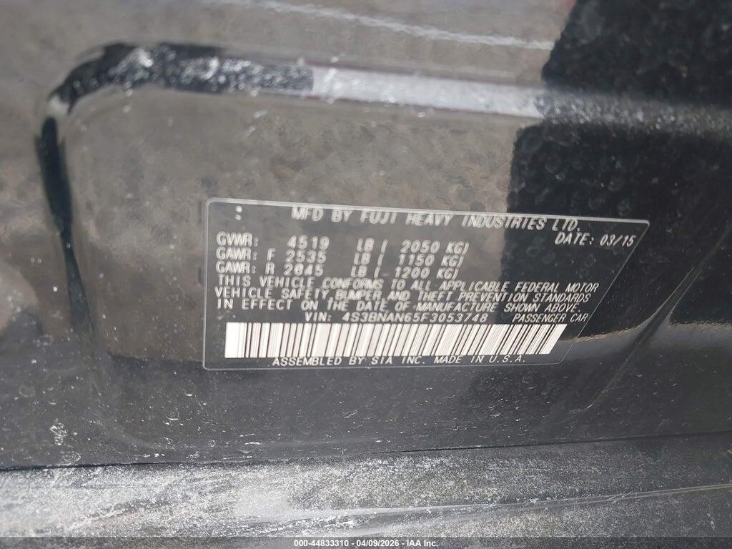 4S3BNAN65F3053748 2015 SUBARU LEGACY photo no. 9