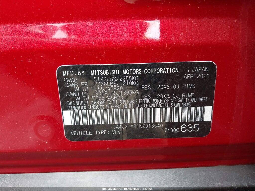 JA4J3UA81NZ013540 2022 MITSUBISHI OUTLANDER photo no. 9