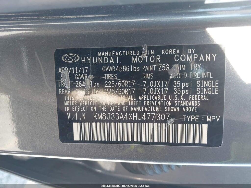 KM8J33A4XHU477307 2017 HYUNDAI TUCSON photo no. 9