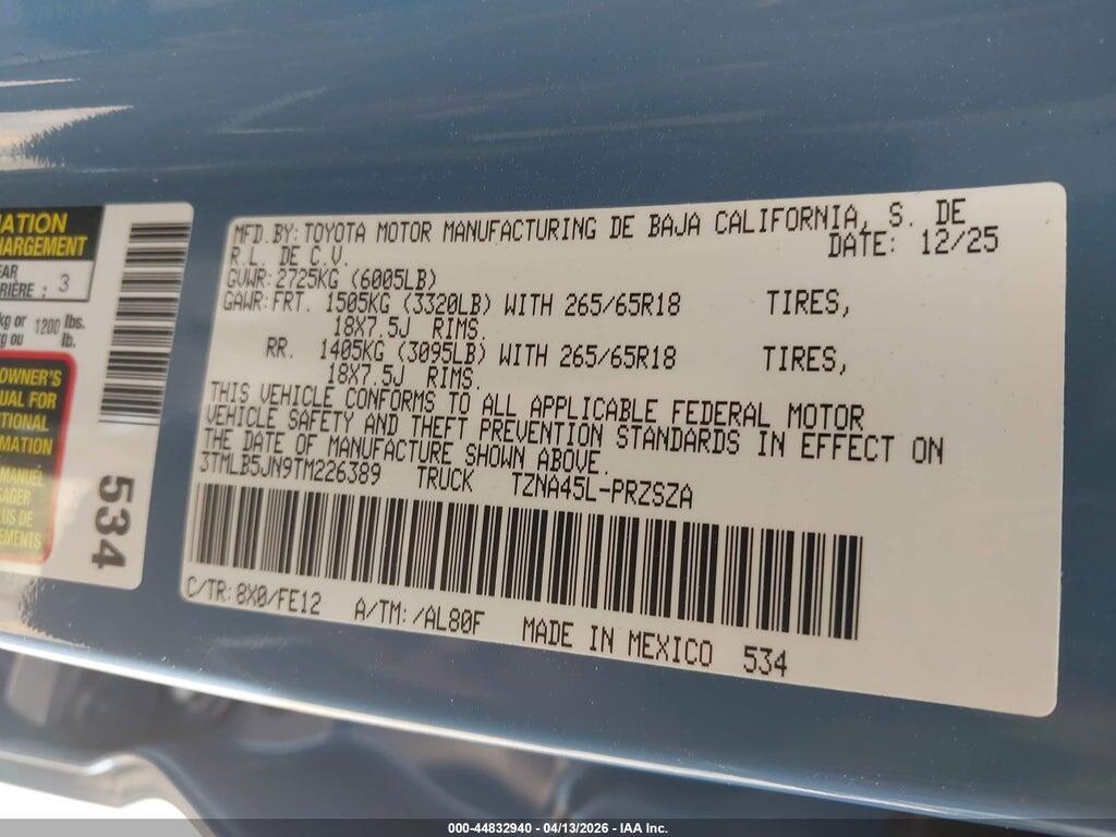 3TMLB5JN9TM226389 2026 TOYOTA TACOMA photo no. 9