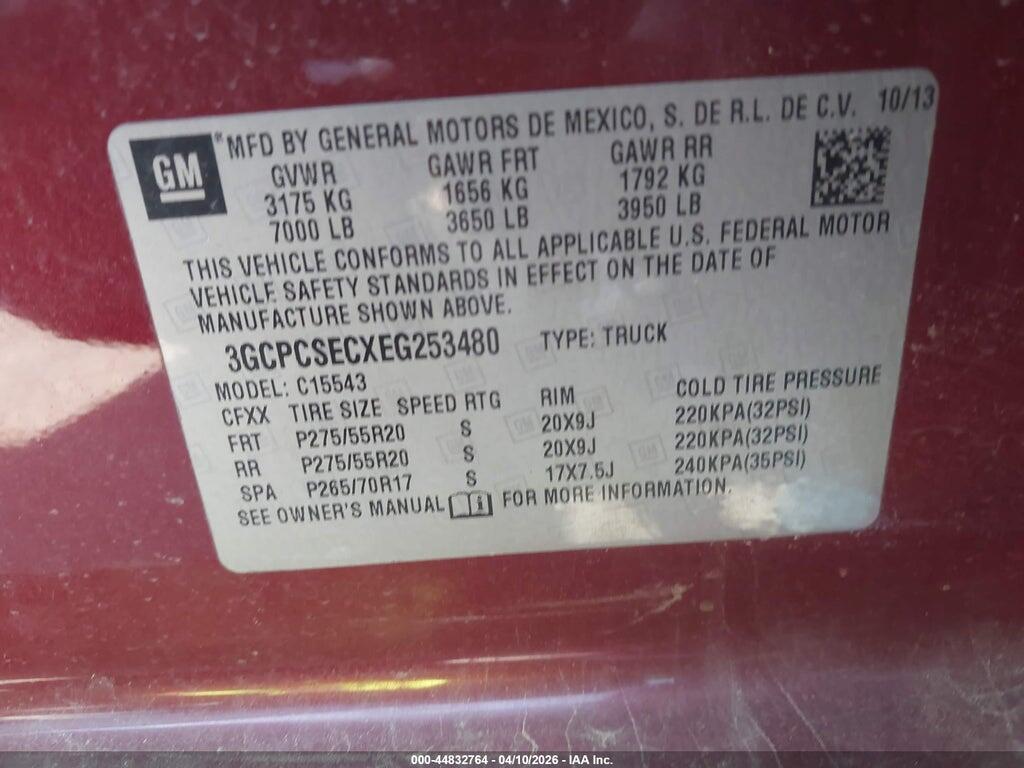 3GCPCSECXEG253480 2014 CHEVROLET SILVERADO photo no. 9