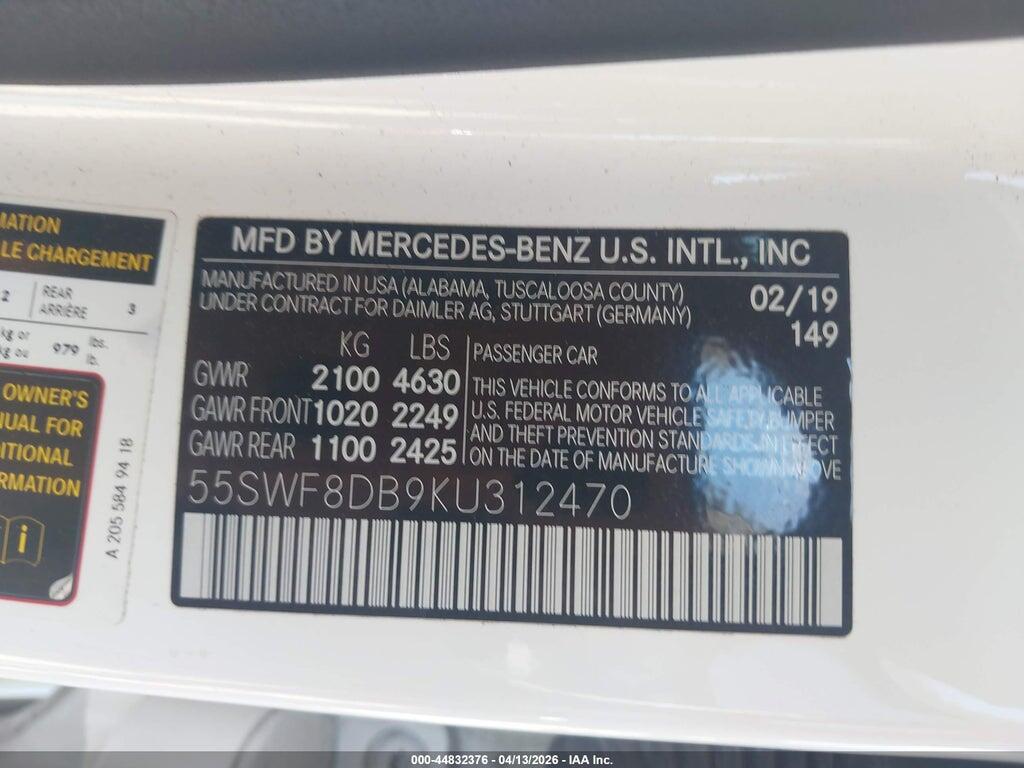 55SWF8DB9KU312470 2019 MERCEDES-BENZ C 300 photo no. 9