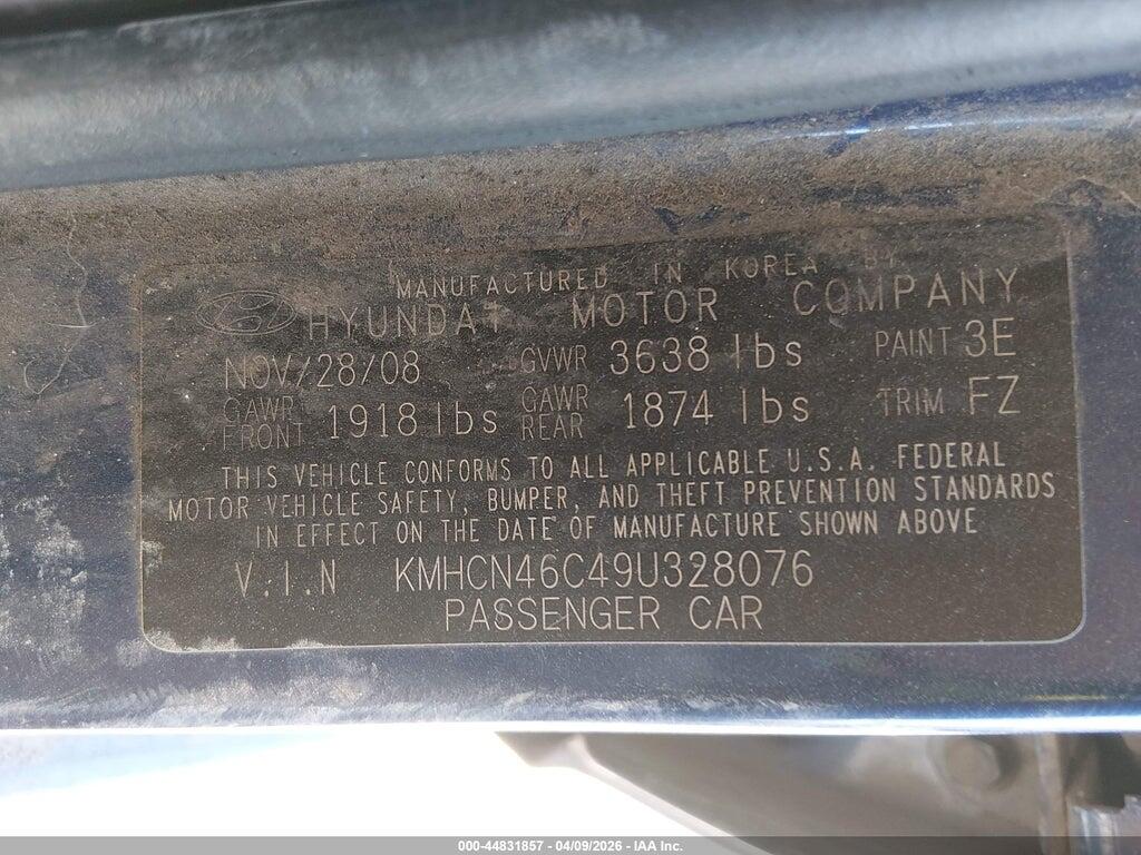 KMHCN46C49U328076 2009 HYUNDAI ACCENT photo no. 9