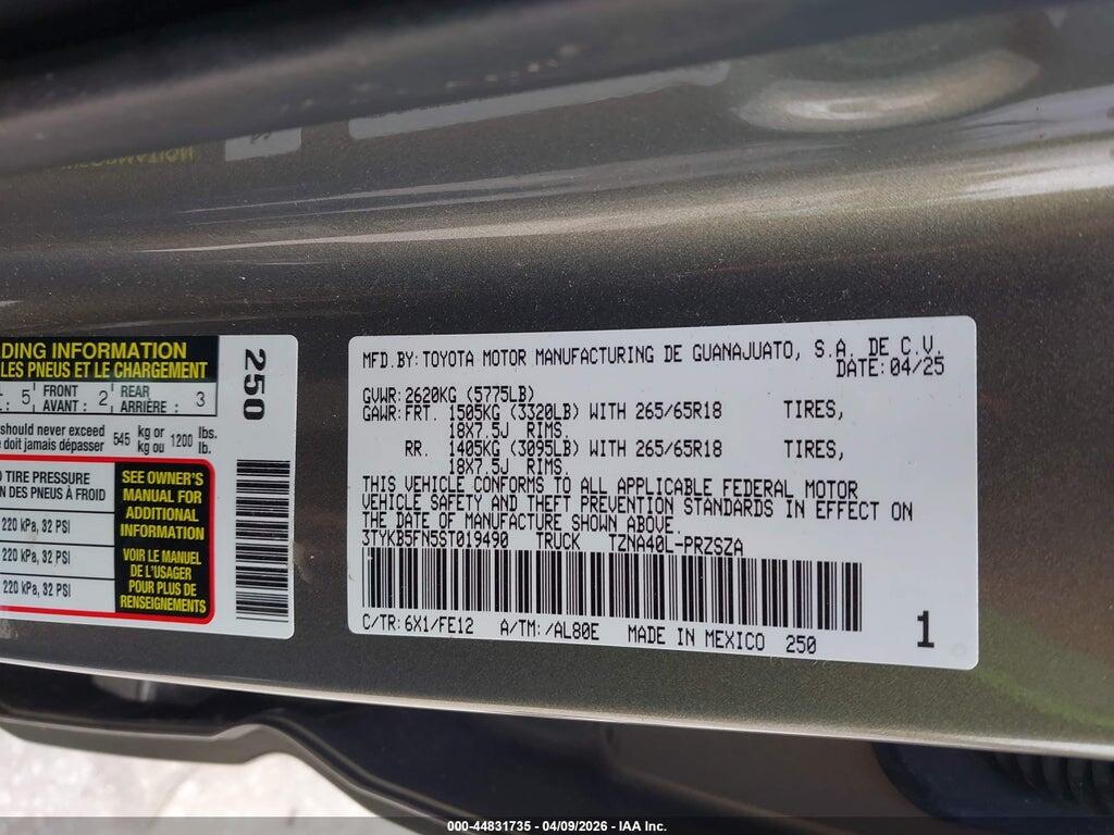3TYKB5FN5ST019490 2025 TOYOTA TACOMA photo no. 9