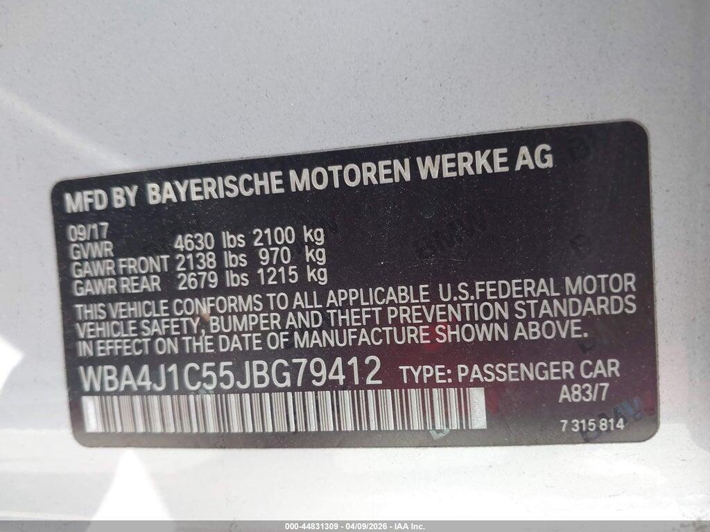 WBA4J1C55JBG79412 2018 BMW 430I GRAN COUPE photo no. 9
