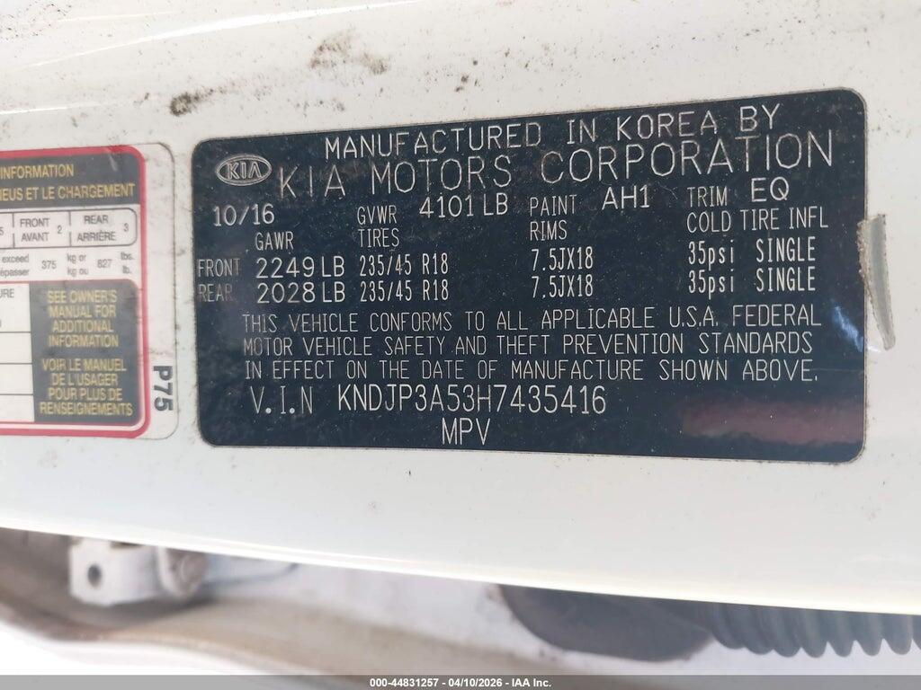 KNDJP3A53H7435416 2017 KIA SOUL photo no. 9