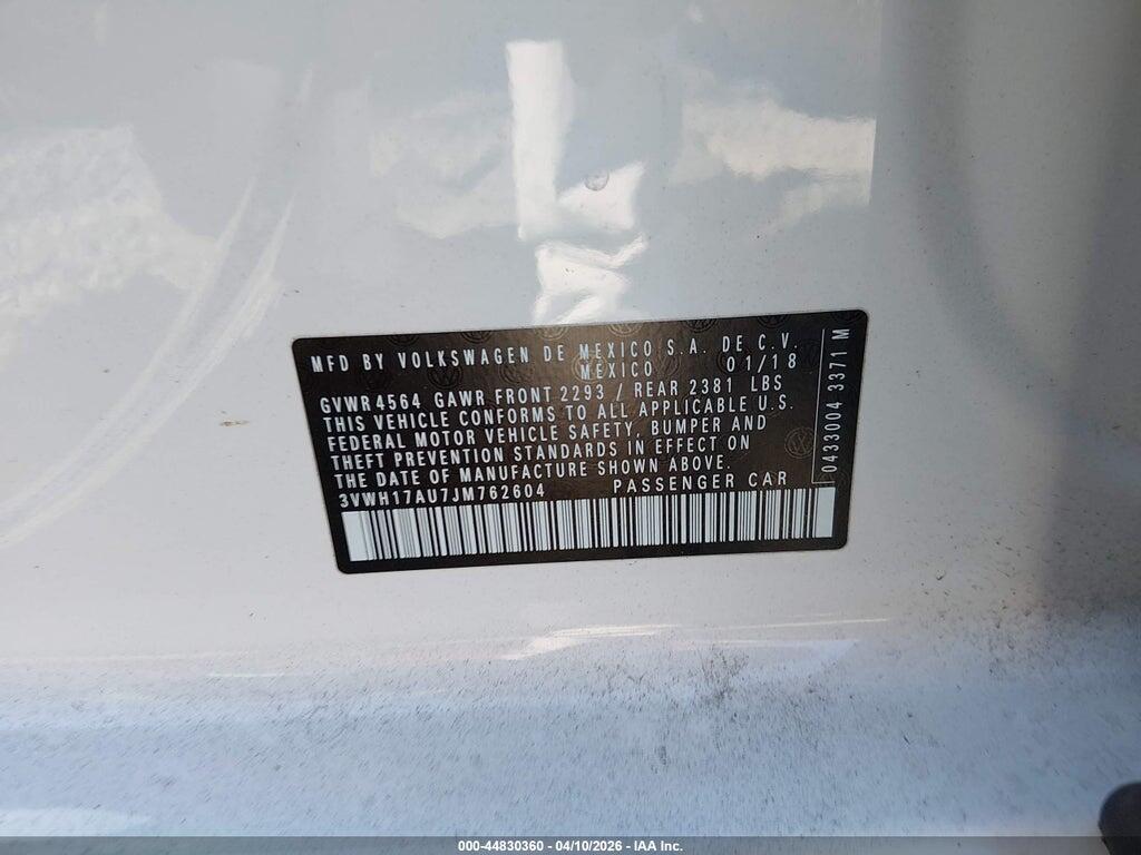 3VWH17AU7JM762604 2018 VOLKSWAGEN GOLF ALLTRACK photo no. 9