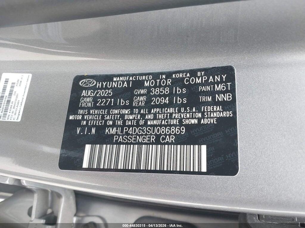 KMHLP4DG3SU086869 2025 HYUNDAI ELANTRA photo no. 9