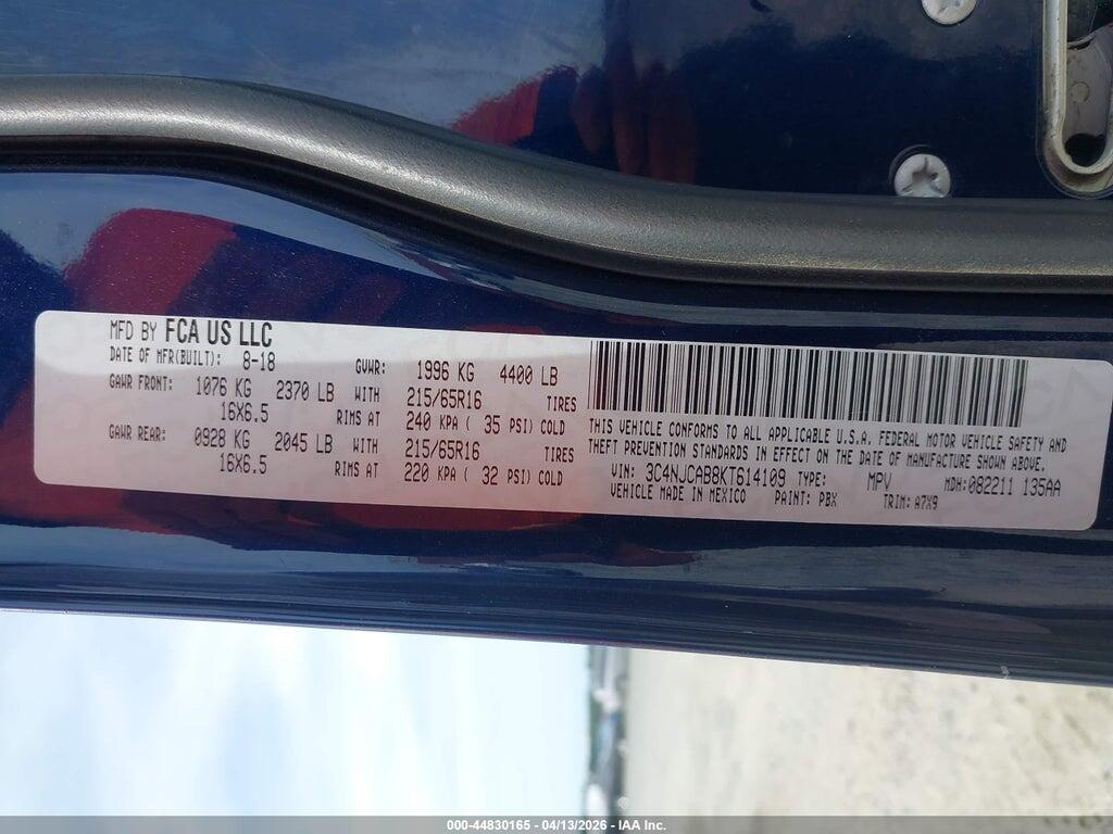 3C4NJCAB8KT614109 2019 JEEP COMPASS photo no. 9