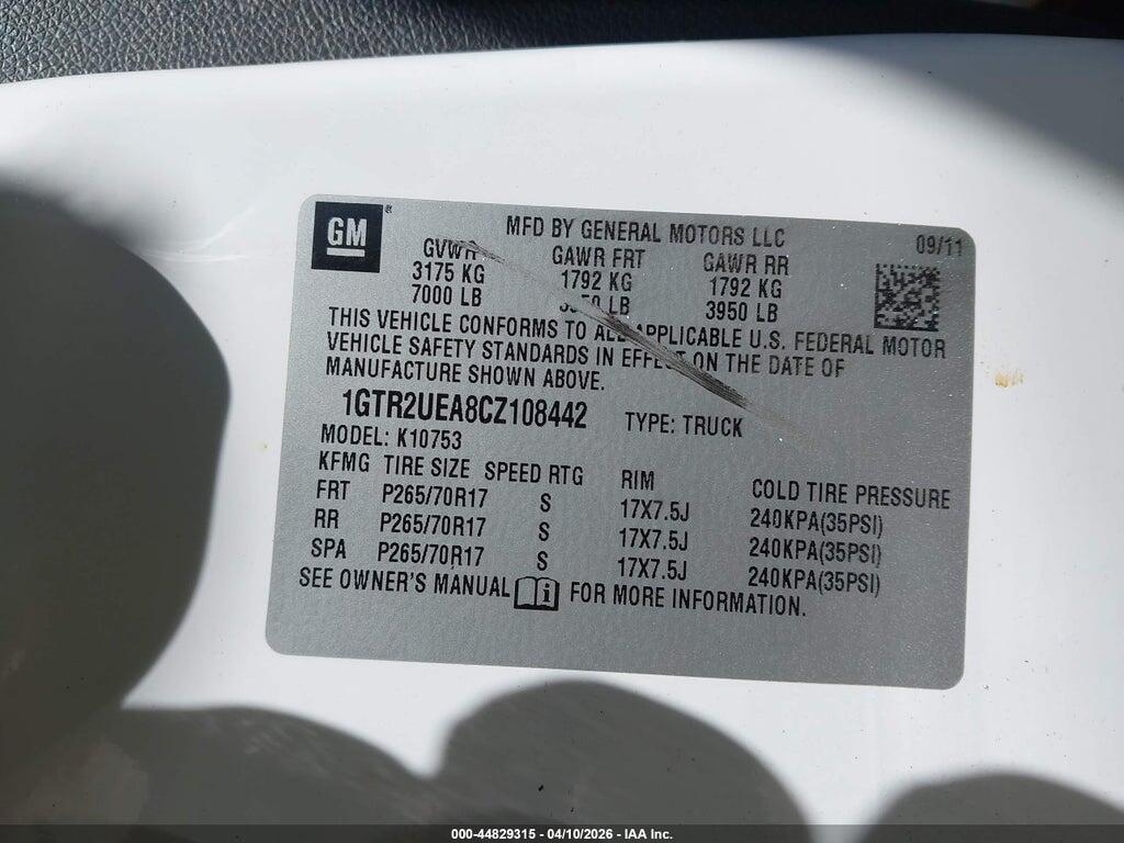 1GTR2UEA8CZ108442 2012 GMC SIERRA 1500 photo no. 9